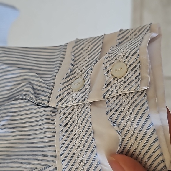 Women Blue & white stripes long sleeve button down shirt - Picture 4 of 8